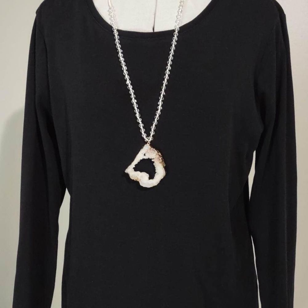 XL JC Penny Womens Long Sleeve Black Blouse necklace sold separately C3510